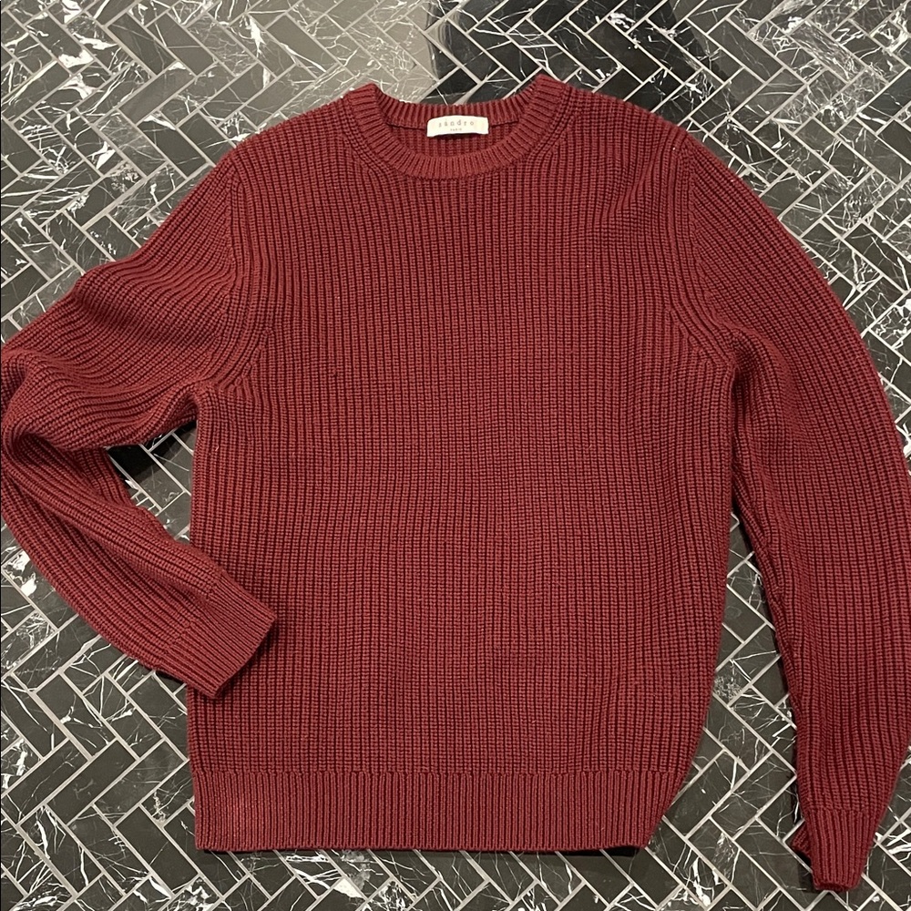 Sandro Men's Burgundy Crewneck Sweater